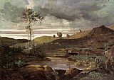 Campagna Canvas Paintings - The Roman Campagna in Winter